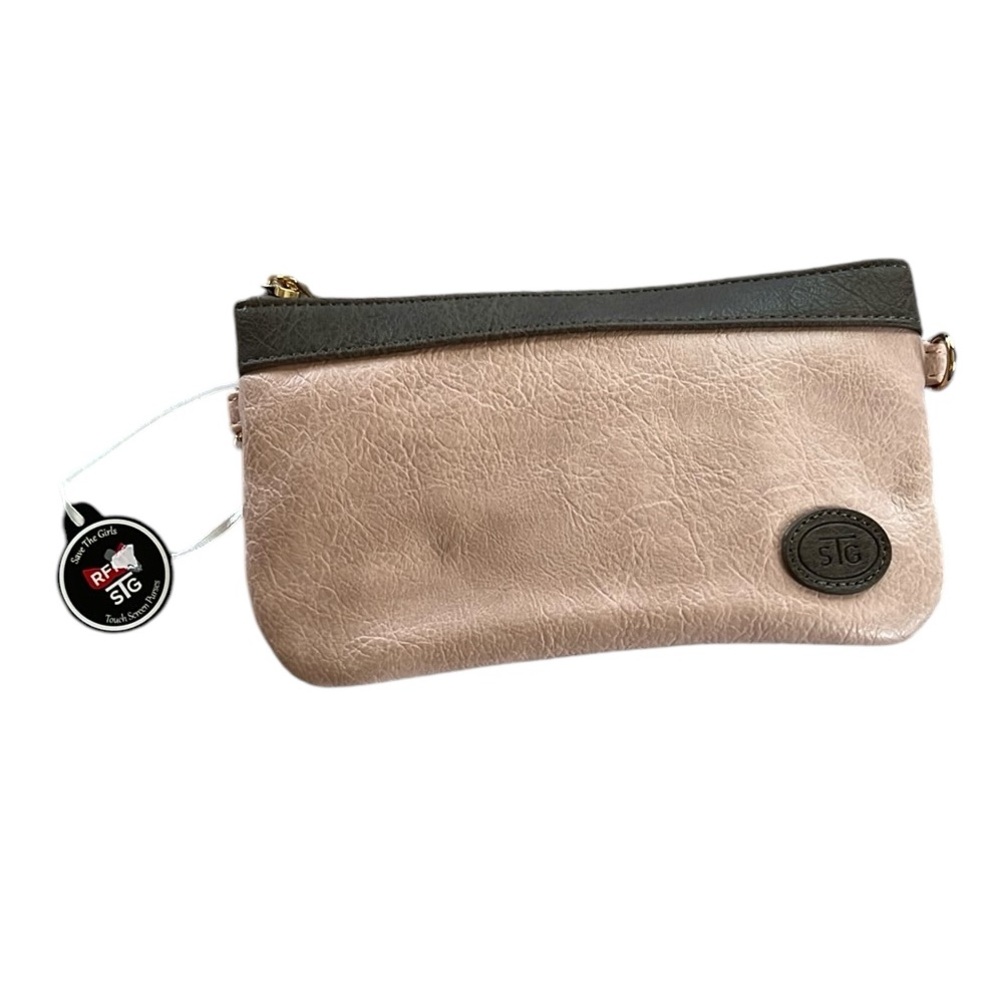 STG Save The Girls Pink and Gray Wristlet